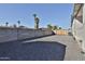 Backyard view with a block wall, gravel ground cover, and a gated entrance at 2645 E Phelps Rd, Phoenix, AZ 85032