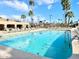 Inviting community pool with ample seating and surrounding palm trees at 99 S Kaoline Dr, Apache Junction, AZ 85119