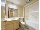 Clean bathroom with a tub and shower combination at 9457 W Newport Dr, Sun City, AZ 85351