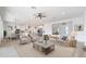 Cozy living room with comfortable seating, neutral decor, and a view into the adjacent kitchen and dining area at 1805 W Caramel Ct, Queen Creek, AZ 85144