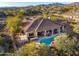 Bird's-eye view of the home, pool, outdoor entertaining areas, and landscaping at 36701 N Porta Nuova Rd, Scottsdale, AZ 85262
