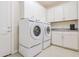 Modern laundry room with white cabinets, Samsung washer and dryer, and utility sink at 1365 E Avenida Ellena Ln, Casa Grande, AZ 85122