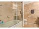 Bathroom with tiled shower and bathtub, toilet, and vanity at 7151 E Rancho Vista Dr # 4001, Scottsdale, AZ 85251