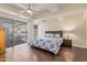 Large main bedroom with ceiling fan, plush carpeting, and ensuite bathroom access at 7151 E Rancho Vista Dr # 4001, Scottsdale, AZ 85251