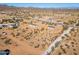 Expansive aerial view of a desert landscape with a newly built home at 51937 W Wildwood Rd, Maricopa, AZ 85139
