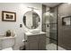 Modern bathroom with a stylish vanity and shower at 9919 N 47Th Pl, Phoenix, AZ 85028