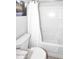 Bathroom with white fixtures, shower/tub combo, and modern vanity at 36023 N 140Th St, Scottsdale, AZ 85262