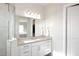 Clean and bright bathroom with white vanity, modern fixtures, and glass shower at 36023 N 140Th St, Scottsdale, AZ 85262
