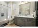 Bathroom with shower/tub combo, single vanity, and tiled floors at 9424 E Hidden Spur Trl, Scottsdale, AZ 85255