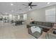 Open concept living area showcasing a sectional sofa and kitchen at 17352 W Country Club Ter, Surprise, AZ 85387