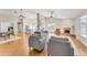Open living room with hardwood floors and kitchen views at 942 N Miramar --, Mesa, AZ 85213