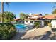 Inviting kidney shaped pool with grassy backyard at 10587 E Caron St, Scottsdale, AZ 85258