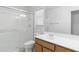 Bathroom with shower, vanity, and toilet at 40925 W Patricia Ln, Maricopa, AZ 85138