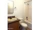 Clean bathroom with single vanity and tub shower combo at 9431 E Coralbell Ave # 124, Mesa, AZ 85208