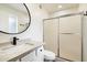 Clean bathroom, featuring a new vanity and shower at 10404 W Audrey Dr, Sun City, AZ 85351