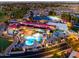 Aerial view of community amenities, including pool, clubhouse, and tennis courts at 6097 S Pinehurst Dr, Chandler, AZ 85249