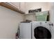 Laundry room with washer, dryer and shelving at 17395 W Straight Arrow Ln, Surprise, AZ 85387