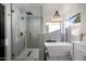 Spa-like bathroom with a soaking tub and walk-in shower at 8508 E Mustang Trl, Scottsdale, AZ 85258
