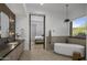 Spa-like bathroom with soaking tub and walk-in shower at 9732 N Fireridge Trl, Fountain Hills, AZ 85268