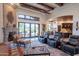 Bright living room with fireplace, access to backyard, and open floor plan at 10742 E Greythorn Dr, Scottsdale, AZ 85262