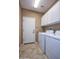 Bright laundry room with washer, dryer, and cabinets at 26053 W Tonopah Dr, Buckeye, AZ 85396