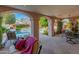Covered patio offering comfortable seating and pool access at 14414 N 57Th Way, Scottsdale, AZ 85254
