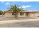 Tan one-story house with a wood door, two-car garage, and palm tree in front at 866 Leisure World -- # 866, Mesa, AZ 85206