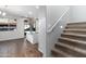 Carpeted staircase leading to the second floor at 9814 E Palladium Dr, Mesa, AZ 85212