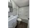 Clean bathroom with white vanity and shower/tub combo at 9431 E Coralbell Ave # 32, Mesa, AZ 85208