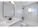 Clean bathroom with white subway tile and modern vanity at 2415 N 71St St # D, Scottsdale, AZ 85257