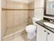 Bathroom with shower, toilet and granite countertop at 1013 W Angela Dr, Phoenix, AZ 85023