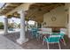 Relaxing poolside patio with tables and chairs under covered structure at 1321 W Clear Spring Dr, Gilbert, AZ 85233