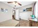 Bedroom with double bed, ceiling fan, and closet at 2110 W Silvergate Dr, Chandler, AZ 85224