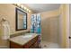 Bathroom with granite vanity and shower/tub combo at 5640 E Miramonte Dr, Cave Creek, AZ 85331