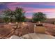 Landscaped backyard with fire pit and fruit trees at 9843 W Cedar Dr, Sun City, AZ 85351