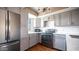 Modern kitchen with gray cabinets and stainless steel appliances at 2020 W Union Hills Dr # 246, Phoenix, AZ 85027