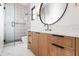 Contemporary bathroom with walk-in shower and vanity at 6040 E Lafayette Blvd, Scottsdale, AZ 85251