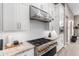 Modern kitchen with stainless steel range and white cabinets at 7635 E Camino Vivaz --, Scottsdale, AZ 85255