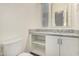 Modern bathroom with granite countertop and white cabinets at 6850 E Mcdowell Rd # 26, Scottsdale, AZ 85257