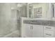 Modern bathroom with granite countertop and glass shower at 6850 E Mcdowell Rd # 26, Scottsdale, AZ 85257
