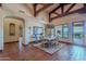 Rustic dining room with wooden table and chandelier at 5681 E Canyon Ridge North Dr, Cave Creek, AZ 85331