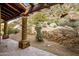 Stone patio with columns offering scenic desert views at 10040 E Happy Valley Rd # 512, Scottsdale, AZ 85255