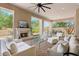 Spacious patio with fireplace and comfortable seating at 11885 N Sunset Vista Dr, Fountain Hills, AZ 85268