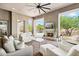 Relaxing outdoor patio with fireplace and seating area at 11885 N Sunset Vista Dr, Fountain Hills, AZ 85268