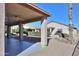 Covered patio with ceiling fan, overlooking backyard at 2394 E Fiesta Dr, Casa Grande, AZ 85194