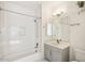 Bathroom with shower/tub combo, white subway tile, and vanity at 4444 N 25Th St # 15, Phoenix, AZ 85016