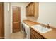 Laundry room with washer, dryer, and built-in cabinets at 10803 E La Junta Rd, Scottsdale, AZ 85255