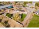 Aerial view of house with large backyard and solar panels at 21391 E Orchard Ln, Queen Creek, AZ 85142