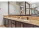 Elegant bathroom with granite vanity, soaking tub, and walk-in shower at 11132 E Juan Tabo Rd, Scottsdale, AZ 85255