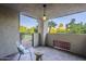 Private patio with seating area and outdoor lighting at 7777 E 2Nd St # 111, Scottsdale, AZ 85251